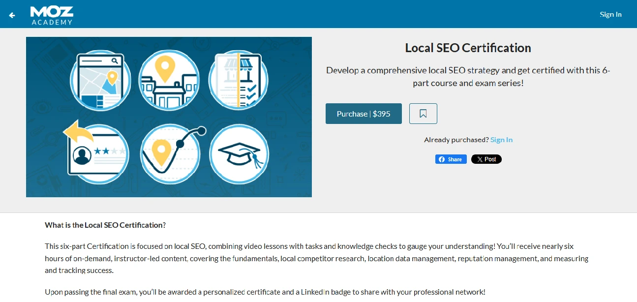 Local SEO Certification, MOZ