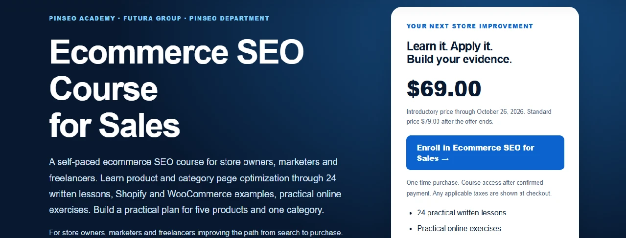 PINSEO Ecommerce SEO Course for Sales 