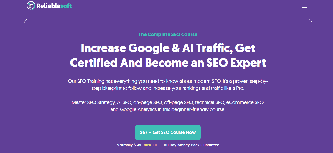 Reliablesoft Complete SEO Course for Beginners 