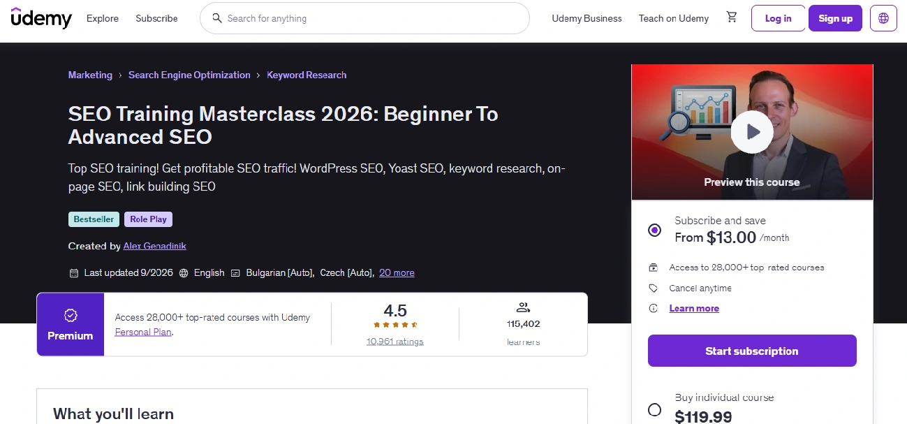SEO Training Masterclass 2026: Beginner To Advanced SEO