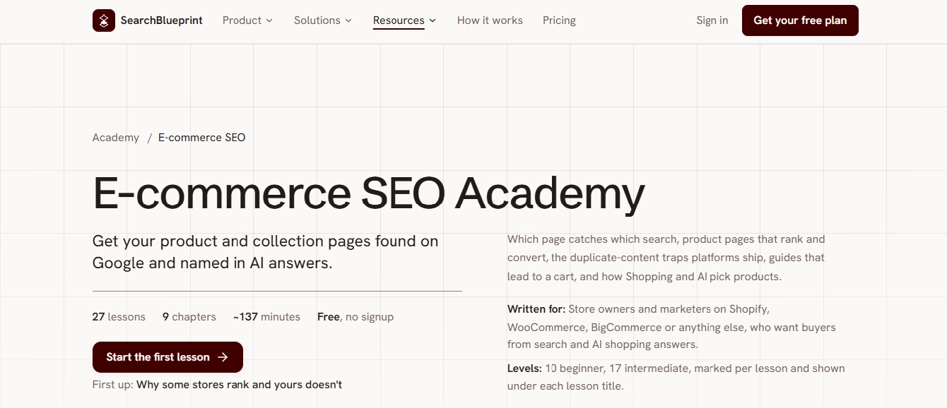 SearchBlueprint E-commerce SEO Academy