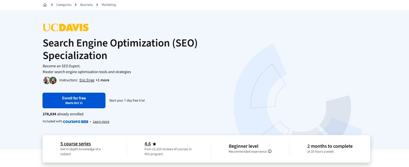UC Davis SEO Specialization on Coursera